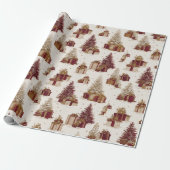 Kerstboom & Cadeaus Inpakpapier Vintage (Uitgerold)
