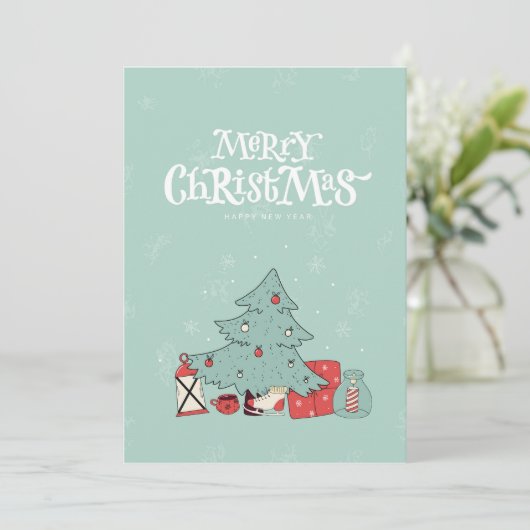 Kerstboom & cadeaus Kerstkaart - 5x7 (Staand voorkant)