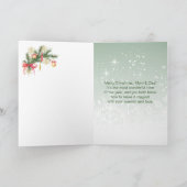 Kerstboom, cadeaus, mama en papa feestdagen kaart (Binnen)