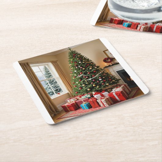 Kerstboom & cadeaus onderzetter (Schuin)