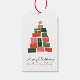 Kerstboom Cadeaus Retro Modern Cadeaulabel