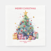 Kerstboom Cadeaus Rode Feest Servet (Voorkant)