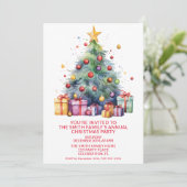 Kerstboom Cadeaus Rode Partij Kaart (Staand voorkant)