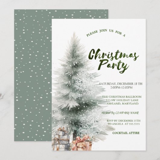 Kerstboom, Cadeaus sneeuwkerstfeest Kaart (Voorkant / Achterkant)