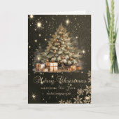 Kerstboom, Cadeaus, Sneeuwvlokken, Bedrijf Feestdagen Kaart (Voorkant)