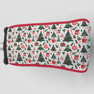 Kerstboom, cadeaus, snoepstok golfheadcover