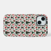 Kerstboom, cadeaus, snoepstok iPhone 15 case (Achterkant horizontaal)