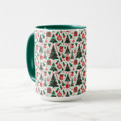 Kerstboom, cadeaus, snoepstok mok (Voorkant links)