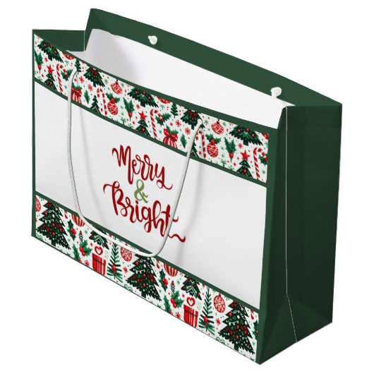 Kerstboom, cadeaus, suikerriet groot cadeauzakje (Voorkant Gekanteld)