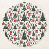 Kerstboom, cadeaus, suikerriet kartonnen onderzetters (Voorkant)
