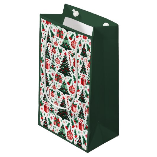 Kerstboom, cadeaus, suikerriet klein cadeauzakje (Voorkant Gekanteld)