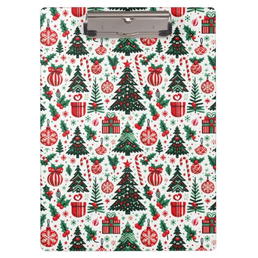 Kerstboom, cadeaus, suikerriet klembord (Voorkant)