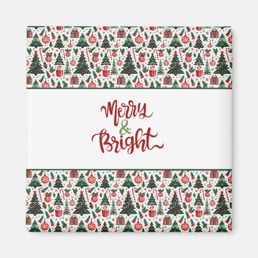 Kerstboom, cadeaus, suikerriet magneet (Voorkant)