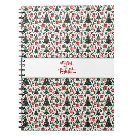 Kerstboom, cadeaus, suikerriet notitieboek (Voorkant)