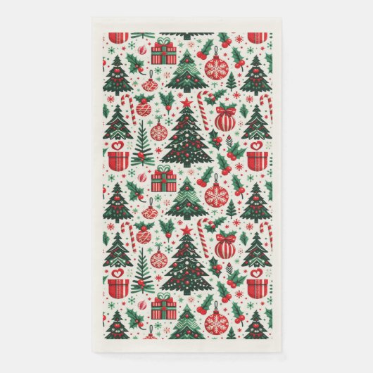 Kerstboom, cadeaus, suikerriet servet (Voorkant)