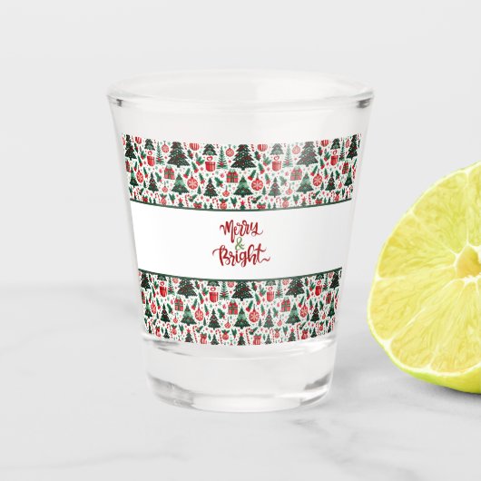 Kerstboom, cadeaus, suikerriet shot glas (Voorkant)