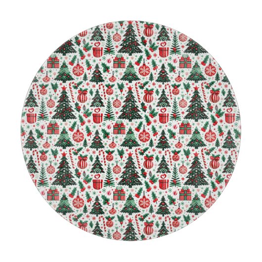 Kerstboom, cadeaus, suikerriet snijplank (Voorkant)