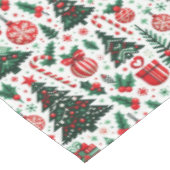 Kerstboom, cadeaus, suikerriet tafelkleed (Gekanteld)