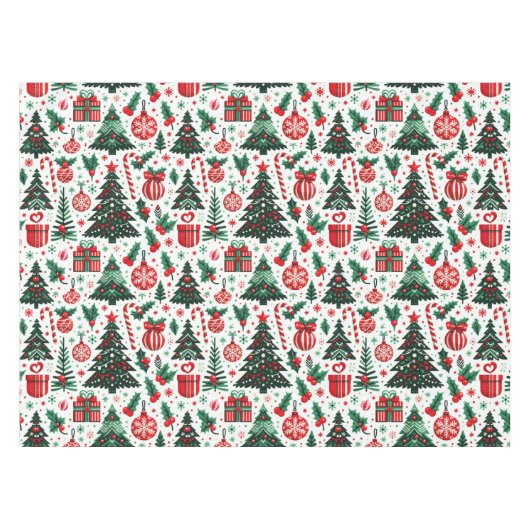 Kerstboom, cadeaus, suikerriet tafelkleed (Voorkant (Horizontaal))
