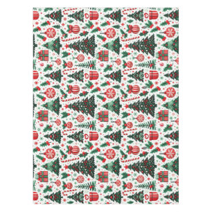 Kerstboom, cadeaus, suikerriet tafelkleed