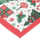 Kerstboom, cadeaus, suikerriet tafelkleed (Gekanteld)