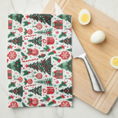 Kerstboom, cadeaus, suikerriet theedoek (Quarter Fold)