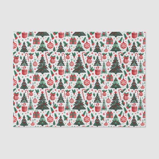 Kerstboom, cadeaus, suikerriet tissuepapier (Voorkant)