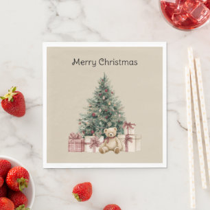 Kerstboom Cadeaus Teddydbeer Servet