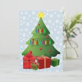 Kerstboom & Cadeaus Wintersneeuw Uw bericht Feestdagenkaart (Staand voorkant)