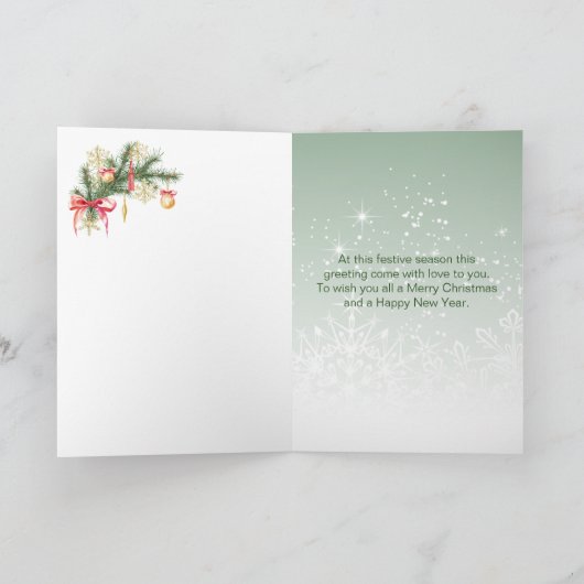 Kerstboom, cadeaus, zoon en dochter feestdagen kaart (Binnen)