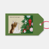 Kerstboom Calico Kat Ornamenten Grappig Cadeaulabel (Voorkant (Horizontaal))