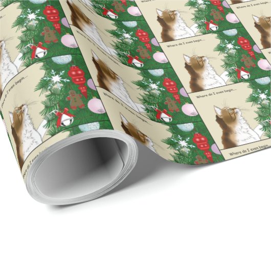 Kerstboom Calico Kat Ornamenten Grappig Cadeaupapier (Rol Hoek)