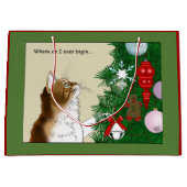 Kerstboom Calico Kat Ornamenten Grappig Groot Cadeauzakje (Voorkant)