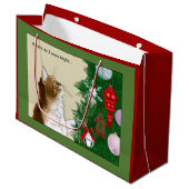 Kerstboom Calico Kat Ornamenten Grappig Groot Cadeauzakje (Voorkant Gekanteld)