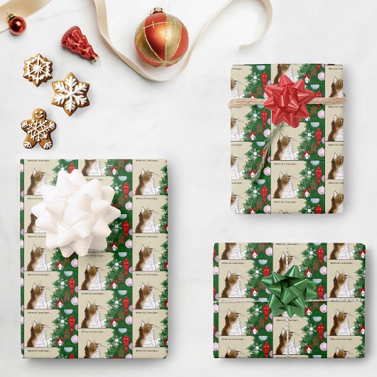 Kerstboom Calico Kat Ornamenten Grappig Inpakpapier Vel