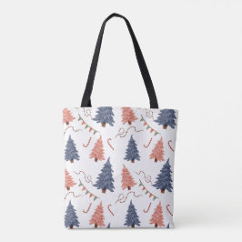 Kerstboom & Candy Cane Canvas tas