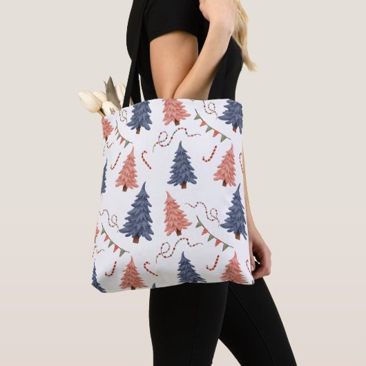 Kerstboom & Candy Cane Canvas tas (Dichtbij)
