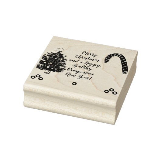 Kerstboom Candy Cane Groeten Rubberstempel (Stempel)