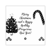 Kerstboom Candy Cane Groeten Rubberstempel (Afrduk)
