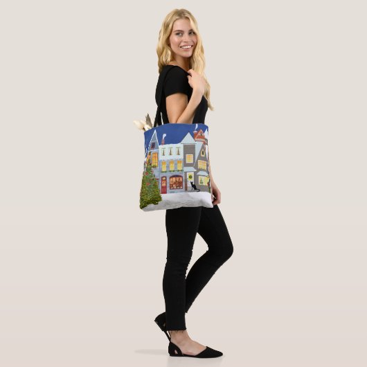 Kerstboom Canvas tas voor winkelen (Op model)