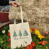 Kerstboom canvas tas, Vrolijke kerst canvas tas