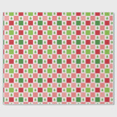 Kerstboom checker rood roze groen cadeaupapier (Vlak)
