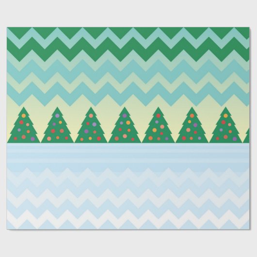 Kerstboom Chevron Scene Cadeaupapier (Vlak)