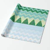 Kerstboom Chevron Scene Cadeaupapier (Uitgerold)
