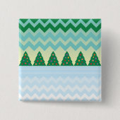 Kerstboom Chevron Scene Vierkante Button 5,1 Cm (Voorkant)