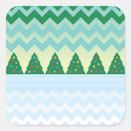 Kerstboom Chevron Scene Vierkante Sticker