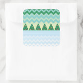 Kerstboom Chevron Scene Vierkante Sticker (Tas)
