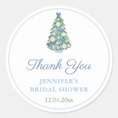 Kerstboom Chinoiserie bruiloft douche Bedankt Ronde Sticker (Voorkant)