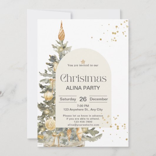 Kerstboom Classic Sparkle Groen Goud Elegant Kaart (Voorkant)