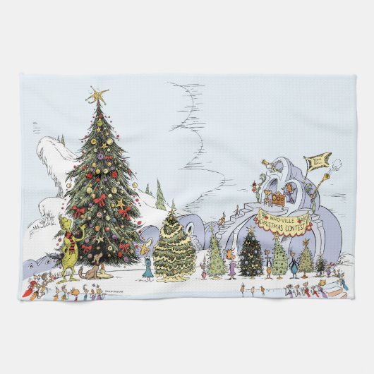 Kerstboom Contest van Whoville Theedoek (Horizontaal)